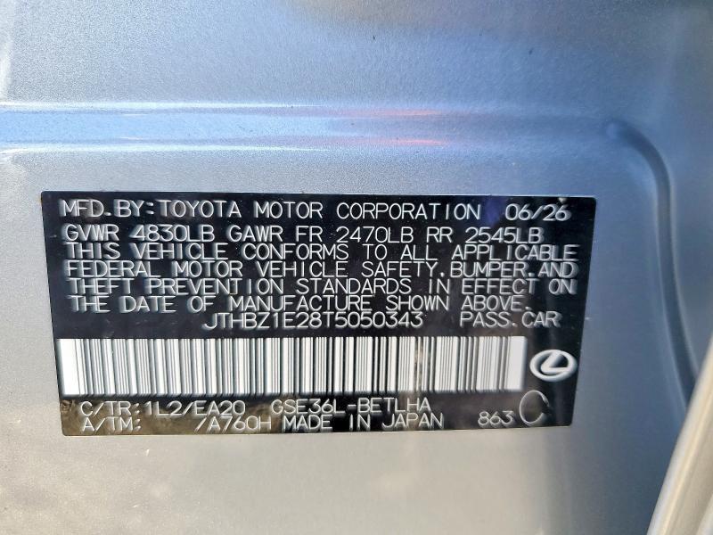 68546636 :رقم المزاد ، JTHBZ1E28T5050343 vin ، 2026 Lexus Is 350 مزاد بيع
