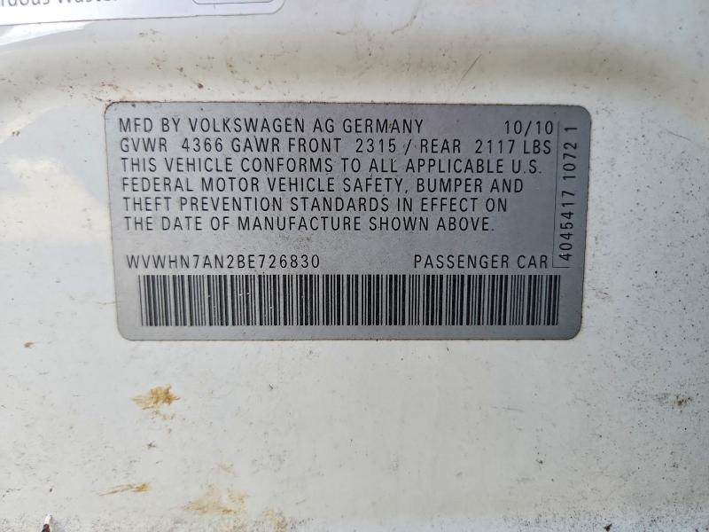 67878736 :رقم المزاد ، WVWHN7AN2BE726830 vin ، 2011 Volkswagen Cc مزاد بيع