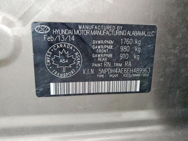 Продаж на аукціоні авто 2014 Hyundai Elantra, vin: 5NPDH4AE6EH489963, номер лоту: 67138016