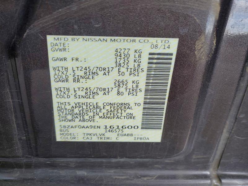 Продаж на аукціоні авто 2014 Nissan Nv, vin: 5BZAF0AA9EN161600, номер лоту: 66402896