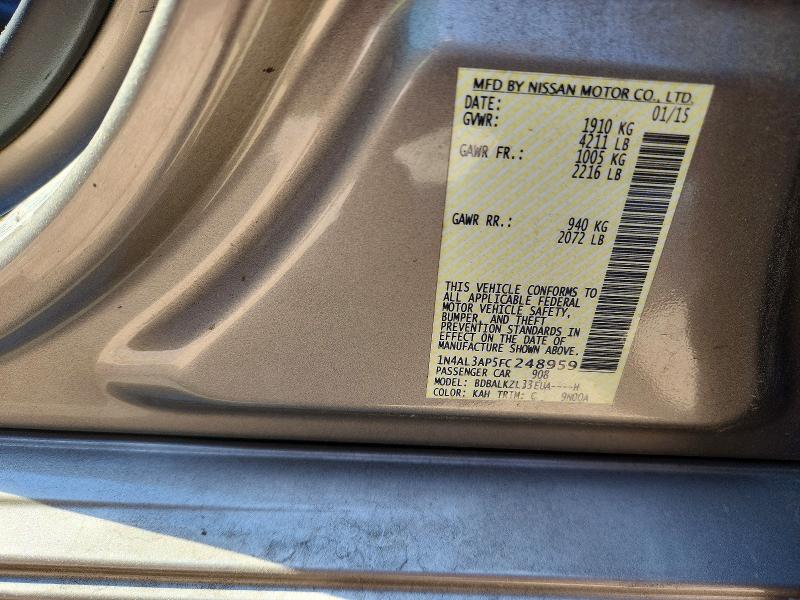 67648706 :رقم المزاد ، 1N4AL3AP5FC248959 vin ، 2015 Nissan Altima مزاد بيع