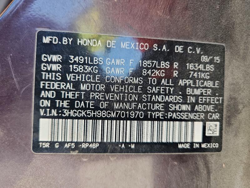 2016 Honda Fit მანქანა იყიდება აუქციონზე, vin: 3HGGK5H98GM701970, აუქციონის ნომერი: 69772096