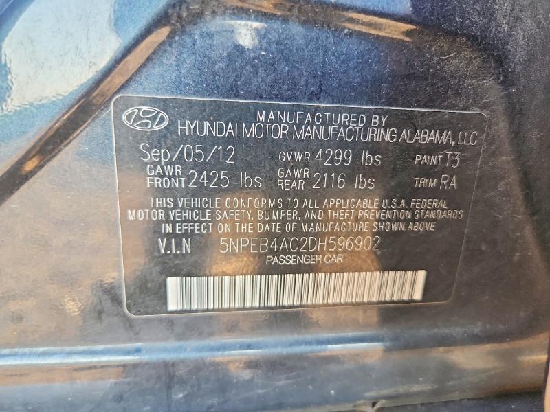 67249716 :رقم المزاد ، 5NPEB4AC2DH596902 vin ، 2013 Hyundai Sonata مزاد بيع