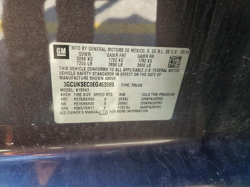 2014 Chevrolet Silverado მანქანა იყიდება აუქციონზე, vin: 3GCUKSEC0EG463589, აუქციონის ნომერი: 68935596