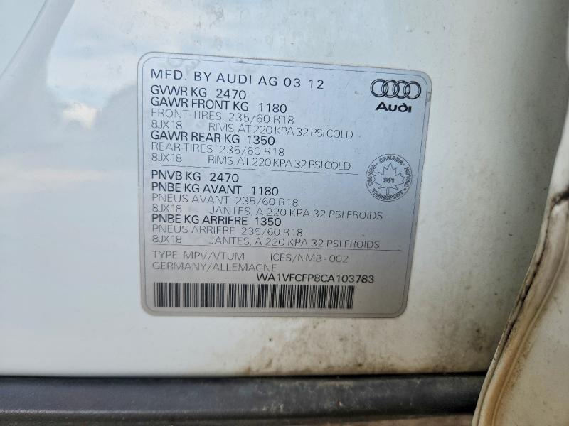Aukcja sprzedaży 2012 Audi Q5, vin: WA1VFCFP8CA103783, numer aukcji: 66254346