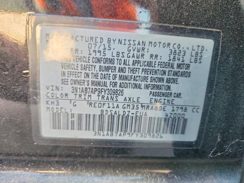 Aukcja sprzedaży 2015 Nissan Sentra, vin: 3N1AB7AP9FY309826, numer aukcji: 70609676