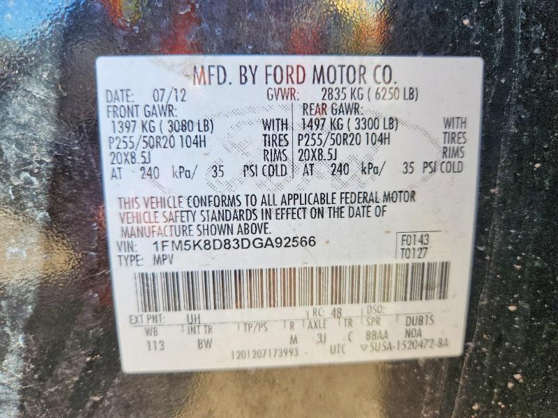Aukcja sprzedaży 2013 Ford Explorer, vin: 1FM5K8D83DGA92566, numer aukcji: 69052746