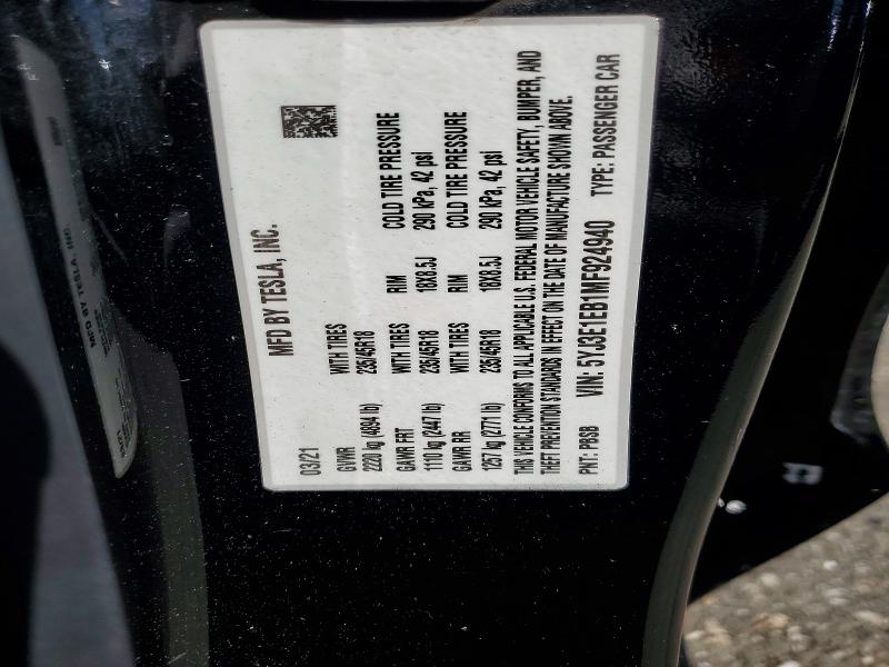 Продаж на аукціоні авто 2021 Tesla Model 3, vin: 5YJ3E1EB1MF924940, номер лоту: 69407736