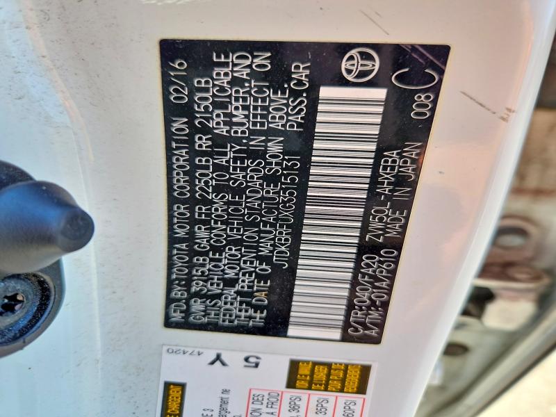 Продаж на аукціоні авто 2016 Toyota Prius, vin: JTDKBRFUXG3515131, номер лоту: 70610416