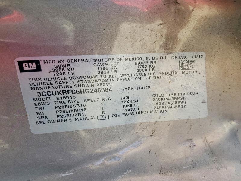 68782136 :رقم المزاد ، 3GCUKREC6HG246884 vin ، 2017 Chevrolet Silverado مزاد بيع