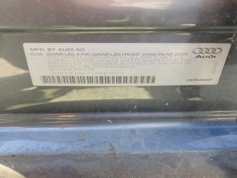 Aukcja sprzedaży 2005 Audi A4, vin: WAUDF68E25A481077, numer aukcji: 68836536