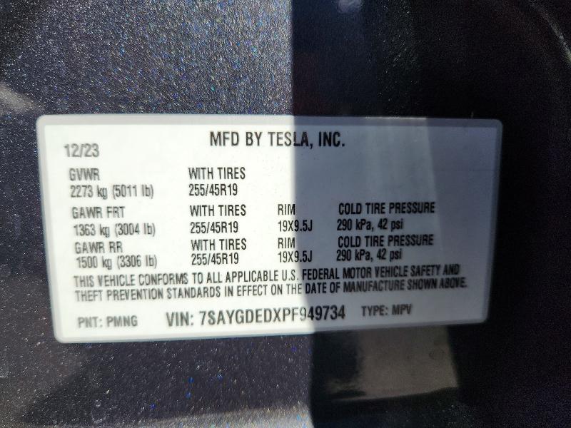 2023 Tesla Model Y მანქანა იყიდება აუქციონზე, vin: 7SAYGDEDXPF949734, აუქციონის ნომერი: 66829726