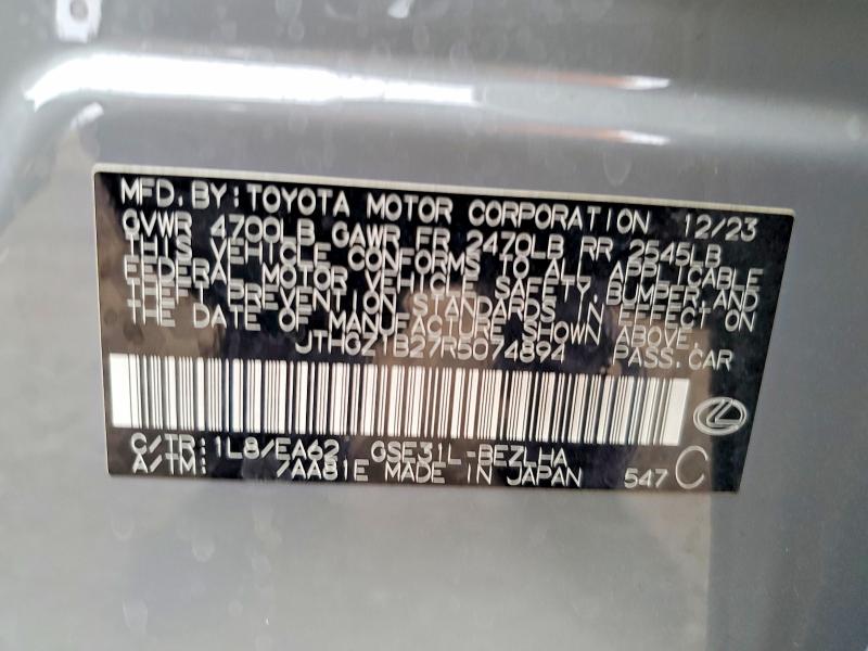 70125616 :رقم المزاد ، JTHGZ1B27R5074894 vin ، 2024 Lexus Is 350 مزاد بيع