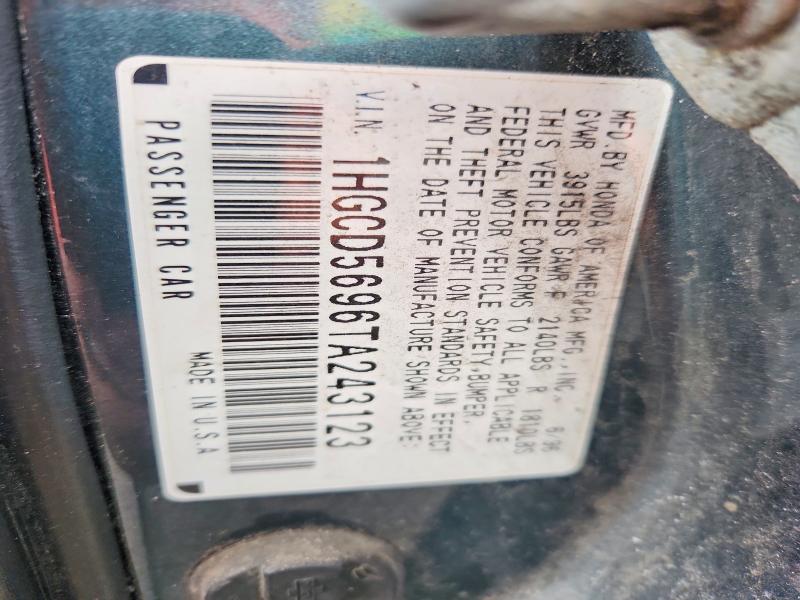 Продажа на аукционе авто 1996 Honda Accord, vin: 1HGCD5696TA243123, номер лота: 70055876