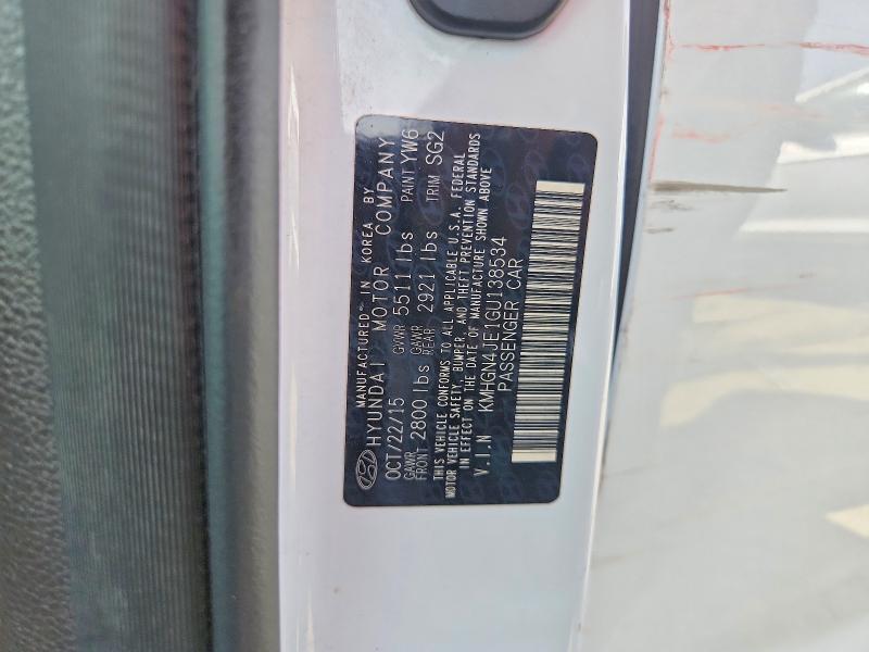 2016 Hyundai Genesis მანქანა იყიდება აუქციონზე, vin: KMHGN4JE1GU138534, აუქციონის ნომერი: 70111446