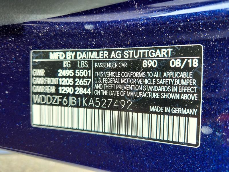 Продажа на аукционе авто 2019 Mercedes-benz E, vin: WDDZF6JB1KA527492, номер лота: 70099726