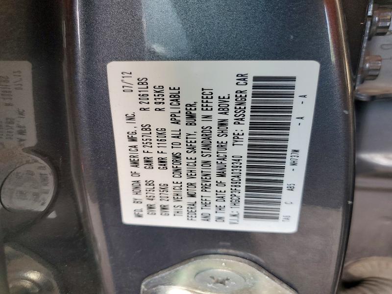Aukcja sprzedaży 2012 Honda Accord, vin: 1HGCP3F89CA039340        , numer aukcji: 68372216