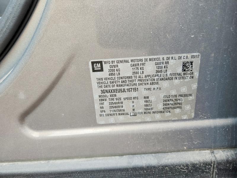 Aukcja sprzedaży 2018 Chevrolet Equinox, vin: 3GNAXXEU9JL167151, numer aukcji: 68949366
