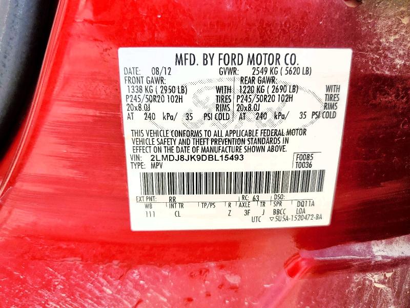 Продажа на аукционе авто 2013 Lincoln Mkx, vin: 2LMDJ8JK9DBL15493, номер лота: 70855726