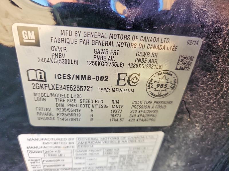 2014 Gmc Terrain მანქანა იყიდება აუქციონზე, vin: 2GKFLXE34E6255721, აუქციონის ნომერი: 70235566