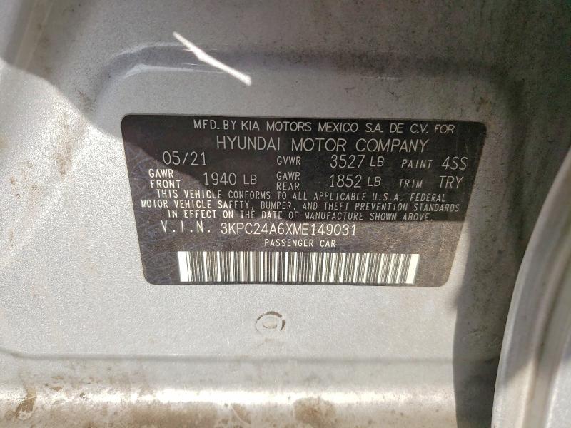 Aukcja sprzedaży 2021 Hyundai Accent, vin: 3KPC24A6XME149031, numer aukcji: 67640686