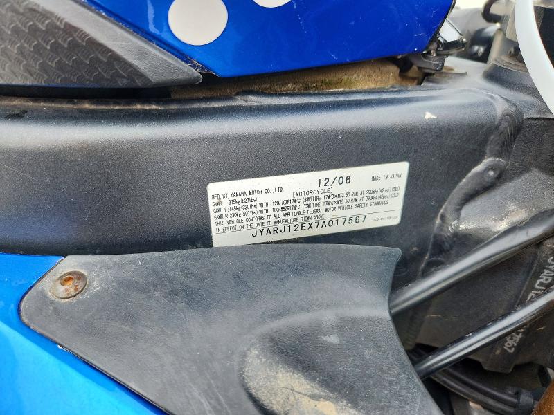 Aukcja sprzedaży 2007 Yamaha Yzfr6, vin: JYARJ12EX7A017567, numer aukcji: 67681976
