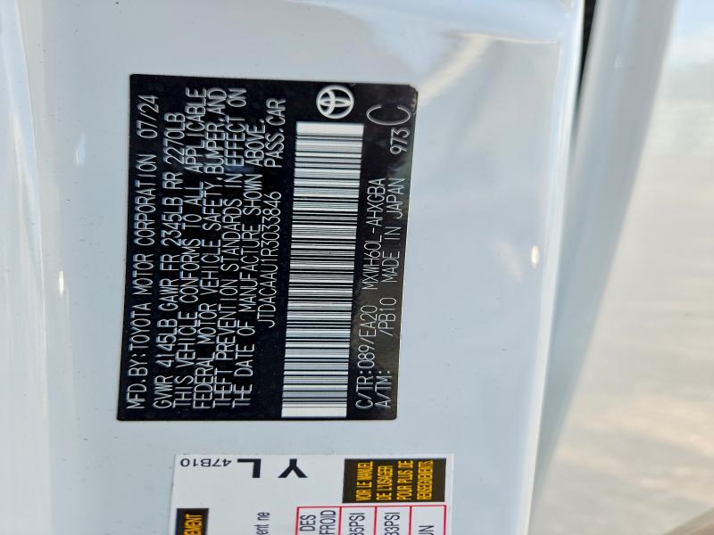 2024 Toyota Prius მანქანა იყიდება აუქციონზე, vin: JTDACAAU1R3033846, აუქციონის ნომერი: 70739836