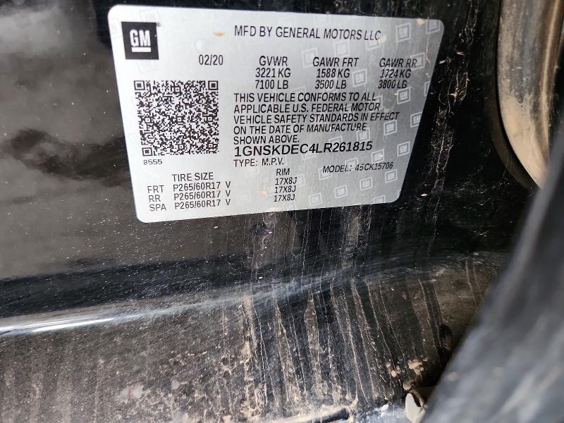 69918406 :رقم المزاد ، 1GNSKDEC4LR261815 vin ، 2020 Chevrolet Tahoe مزاد بيع