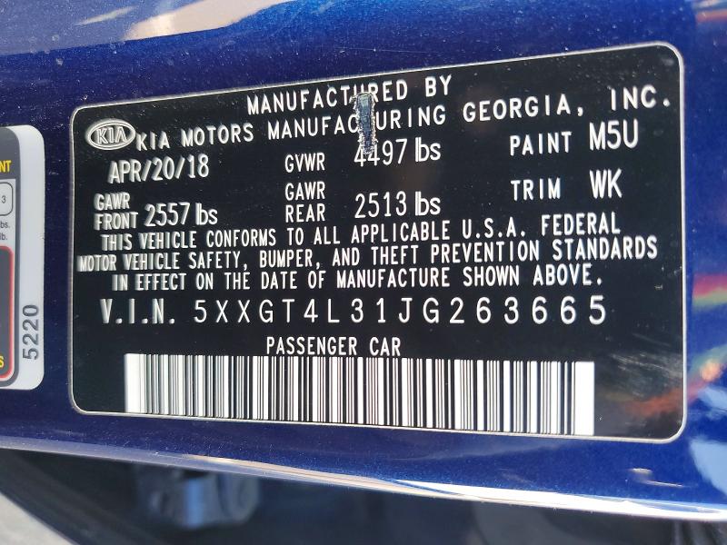 67742846 :رقم المزاد ، 5XXGT4L31JG263665 vin ، 2018 Kia Optima مزاد بيع