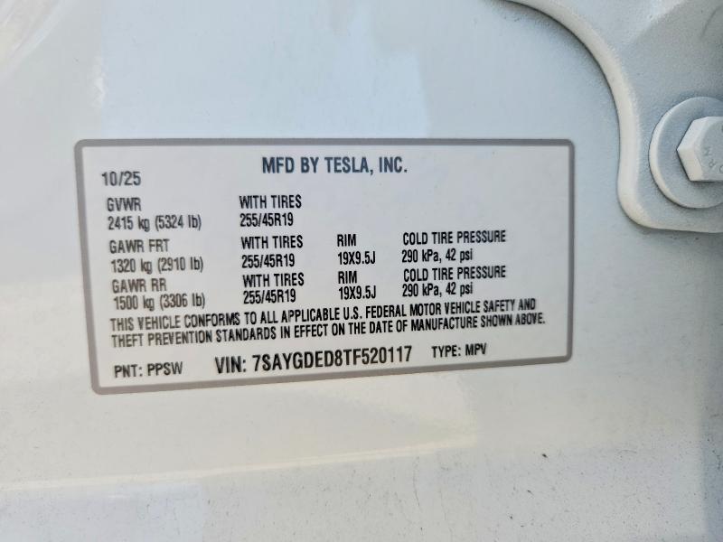 Продаж на аукціоні авто 2026 Tesla Model Y, vin: 7SAYGDED8TF520117, номер лоту: 69523276