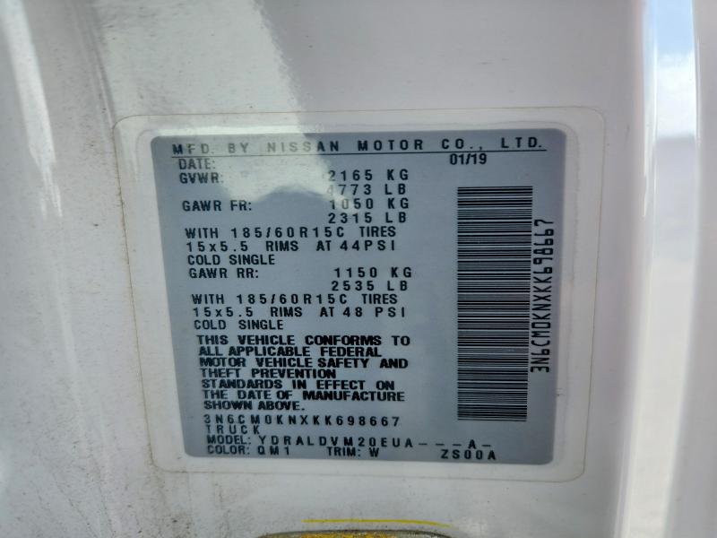 Aukcja sprzedaży 2019 Nissan Nv200, vin: 3N6CM0KNXKK698667, numer aukcji: 69381016