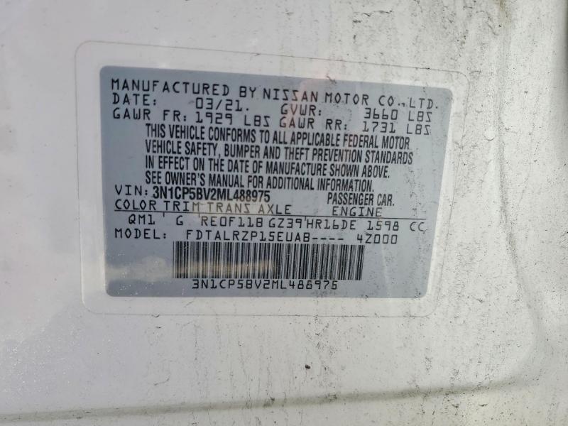68645296 :رقم المزاد ، 3N1CP5BV2ML488975 vin ، 2021 Nissan Kicks مزاد بيع