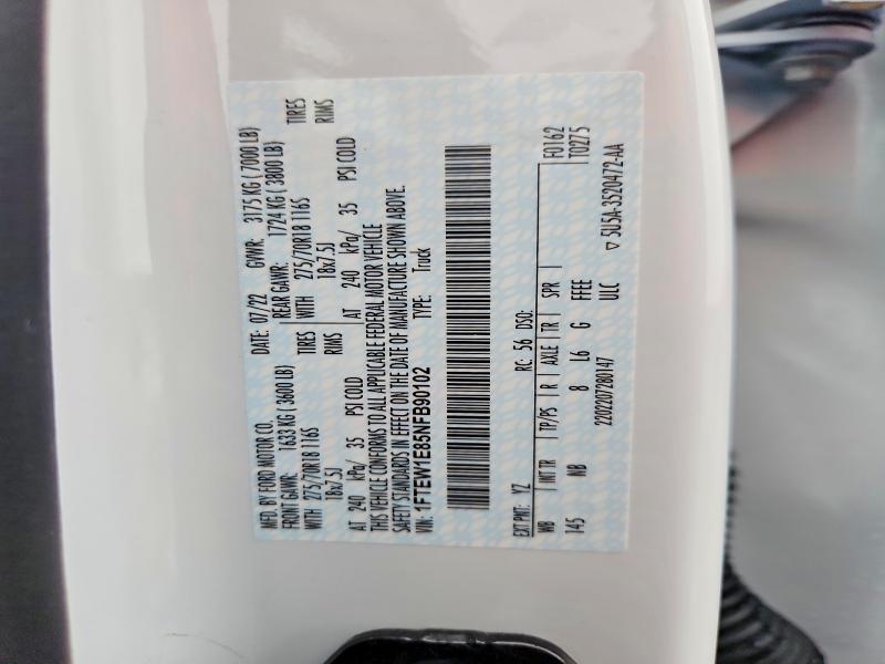 70463476 :رقم المزاد ، 1FTEW1E85NFB90102 vin ، 2022 Ford F150 مزاد بيع