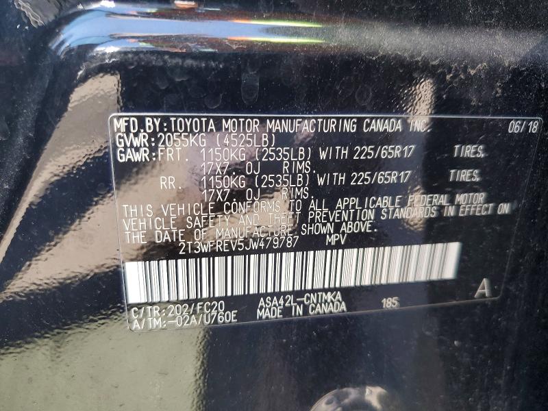 Aukcja sprzedaży 2018 Toyota Rav4, vin: 2T3WFREV5JW479787, numer aukcji: 70005806