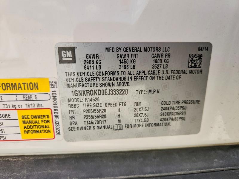 Продажа на аукционе авто 2014 Chevrolet Traverse, vin: 1GNKRGKD0EJ333220, номер лота: 68753196