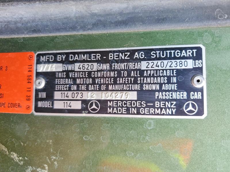 Aukcja sprzedaży 1975 Mercedes-benz C-class C280 Luxury, vin: 11407312104279, numer aukcji: 70656306