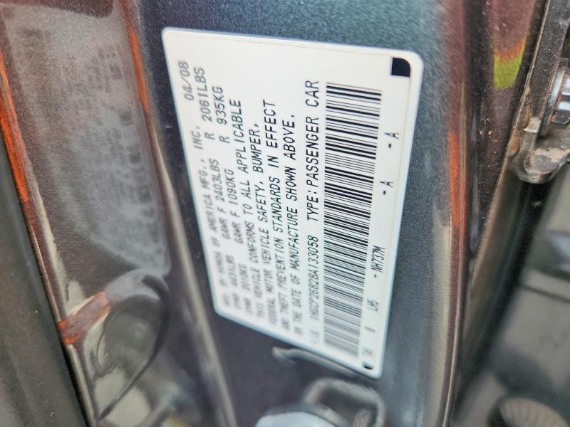 69436636 :رقم المزاد ، 1HGCP26828A133058 vin ، 2008 Honda Accord مزاد بيع