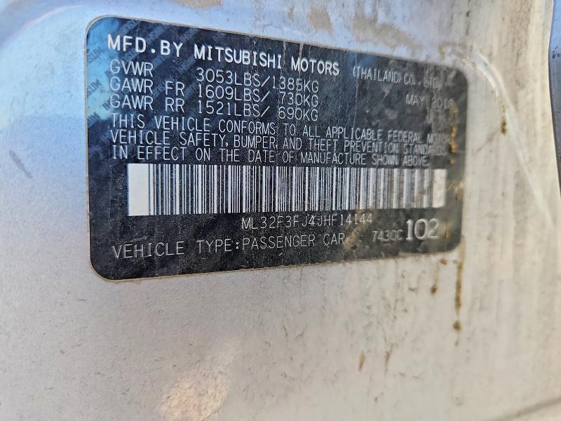 2018 Mitsubishi Mirage მანქანა იყიდება აუქციონზე, vin: ML32F3FJ4JHF14144, აუქციონის ნომერი: 66961156