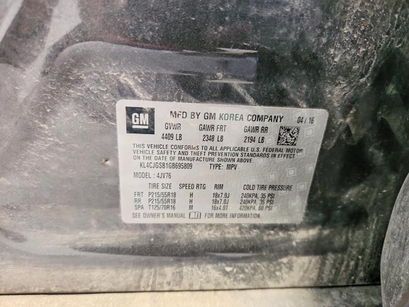 Продаж на аукціоні авто 2016 Buick Encore, vin: KL4CJGSB1GB695809, номер лоту: 68193836