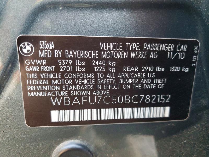 Aukcja sprzedaży 2011 Bmw 535, vin: WBAFU7C50BC782152, numer aukcji: 59409336