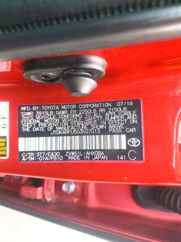 Продажа на аукционе авто 2016 Toyota Prius, vin: JTDKARFU5G3527013, номер лота: 69537256