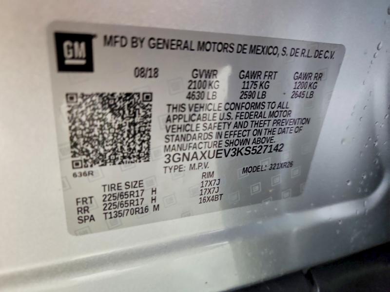 67965686 :رقم المزاد ، 3GNAXUEV3KS527142 vin ، 2019 Chevrolet Equinox مزاد بيع