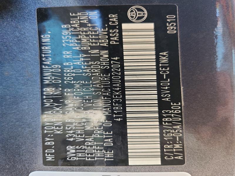 69201856 :رقم المزاد ، 4T1BF3EK4AU022074 vin ، 2010 Toyota Camry مزاد بيع