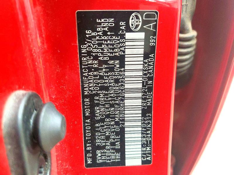 Aukcja sprzedaży 2016 Toyota Corolla, vin: 2T1BURHE7GC633564, numer aukcji: 69271636
