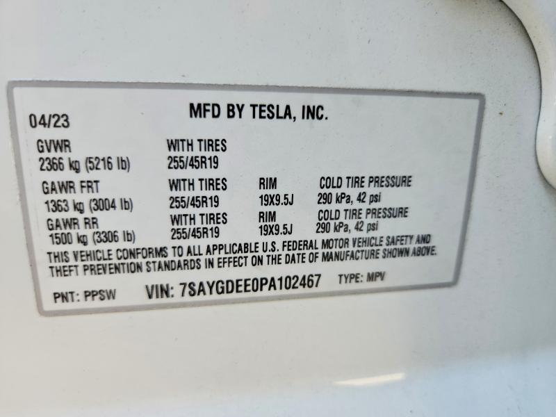 Aukcja sprzedaży 2023 Tesla Model Y, vin: 7SAYGDEE0PA102467, numer aukcji: 66058306