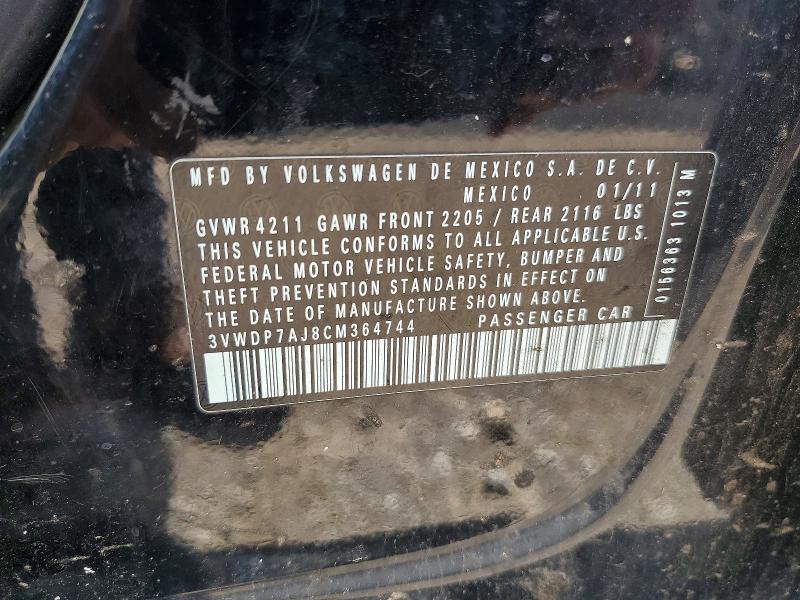 Aukcja sprzedaży 2012 Volkswagen Jetta, vin: 3VWDP7AJ8CM364744, numer aukcji: 68018356