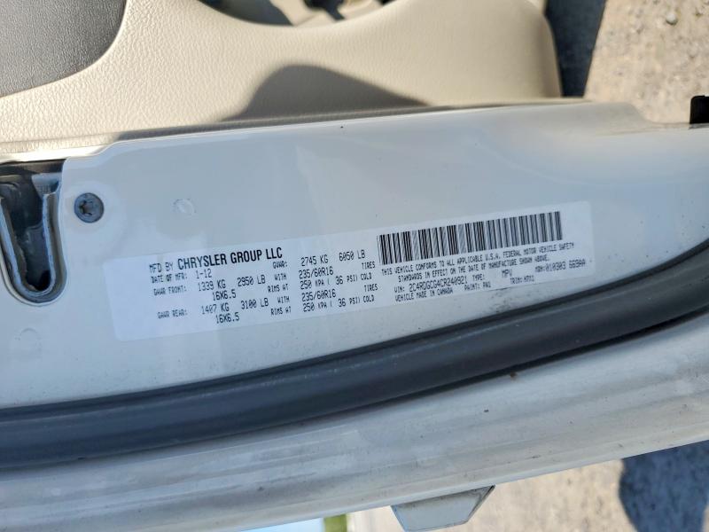 2012 Dodge Grand Caravan მანქანა იყიდება აუქციონზე, vin: 2C4RDGCG4CR240921, აუქციონის ნომერი: 68431176