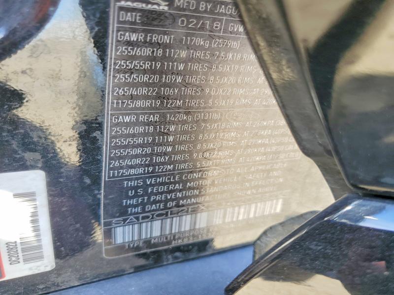 Aukcja sprzedaży 2018 Jaguar F-pace, vin: SADCL2FX3JA202822, numer aukcji: 67492656