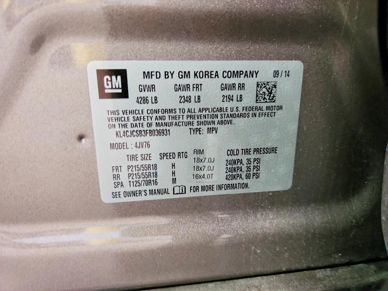 69060606 :رقم المزاد ، KL4CJCSB3FB036931 vin ، 2015 Buick Encore مزاد بيع