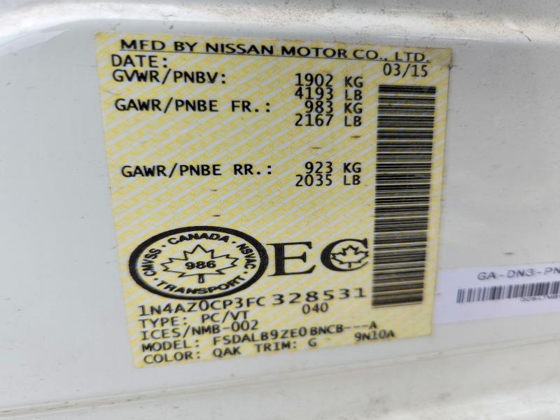 2015 Nissan Leaf მანქანა იყიდება აუქციონზე, vin: 1N4AZ0CP3FC328531, აუქციონის ნომერი: 65960306